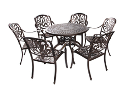 Обеденная группа из литого алюминия c столом ВУЛКАН + 6 кресел ФЕНИКС