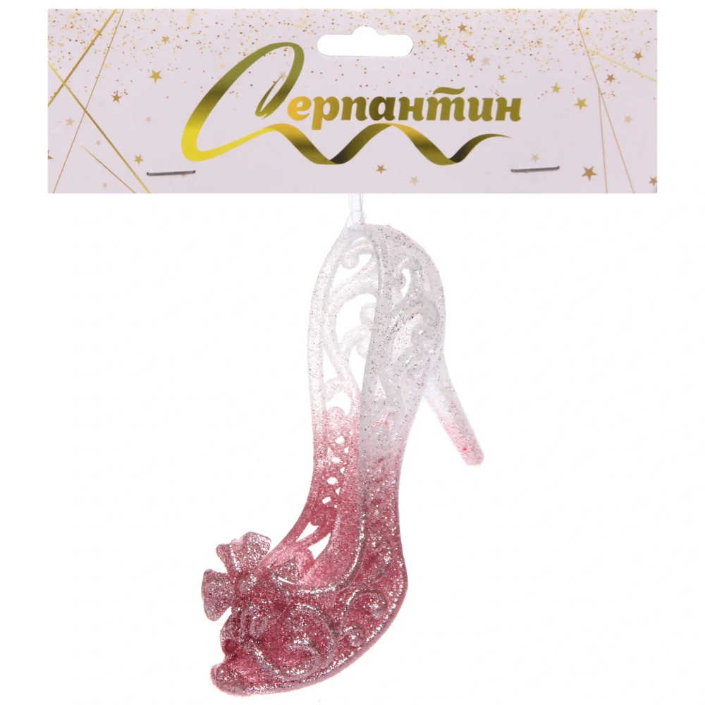 Подвеска «Волшебная туфелька» 7,5*12 см, Белый/Розовый