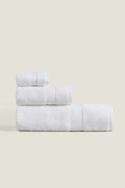 ZARA HOME ПОЛОТЕНЦЕ ИЗ ХЛОПКА ВЫСШЕГО КАЧЕСТВА (НАБОР ИЗ 3 ШТ), БЕЛЫЙ
