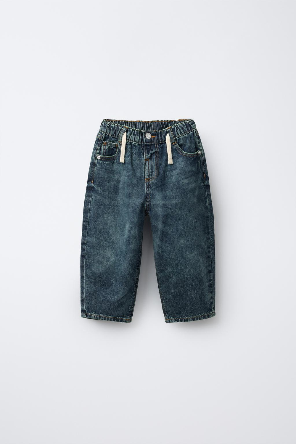 ZARA ДЖИНСЫ BALLOON С ЭФФЕКТОМ ПОТЕРТОСТИ, СИНИЙ