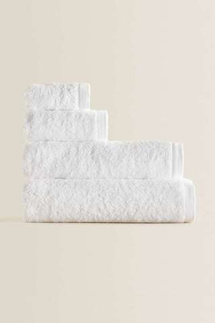 ZARA HOME ХЛОПКОВОЕ ПОЛОТЕНЦЕ, БЕЛЫЙ