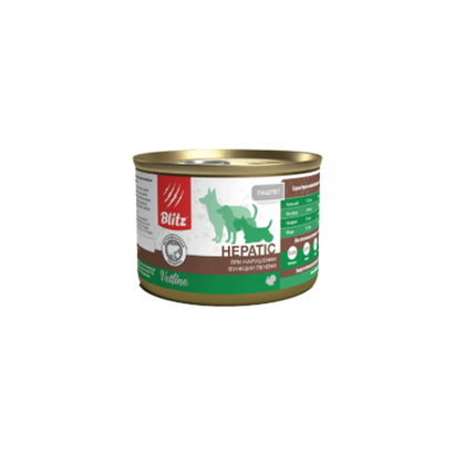 Влажный корм для собак консервы при нарушении работы печени Blitz Vetline Dog Hepatic 12 шт по 200гр