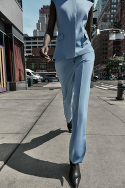 ZARA БРЮКИ FLARE С БОКОВЫМИ РАЗРЕЗАМИ, СИНИЙ