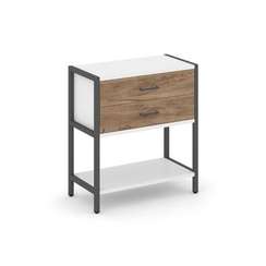 Shelf System Односекционный стеллаж двухярусный с ящиками SN.STM-212 Белый/Дуб Табак/Металл Антрацит