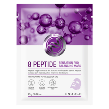 Enough Маска тканевая с пептидным комплексом - Premium 8 peptide sensation pro balancing mask, 25мл