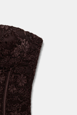 ZARA КРУЖЕВНОЙ КОРСЕТ, КОРИЧНЕВЫЙ