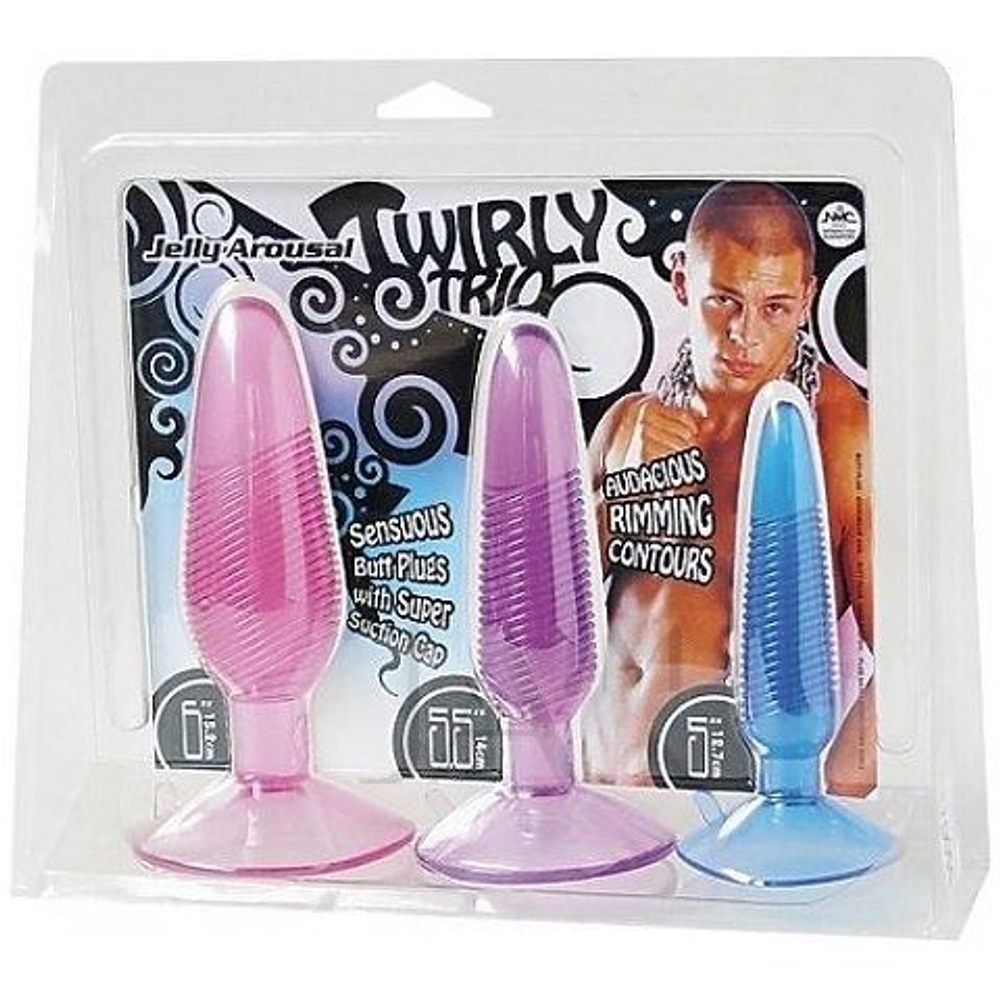 Набор из трех анальных пробок Twirly Trio Jelly Arousal Butt Plugs (Цвет: разноцветный)
