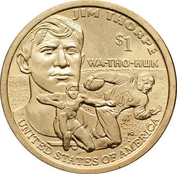 1 доллар (dollar) 2018 D США «Коренные Американцы - Джим Торп "Уа-То-Хак"»