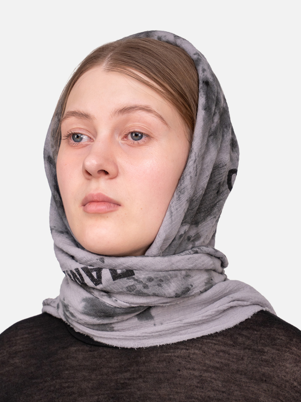 Платок муслиновый "Правда". Серый