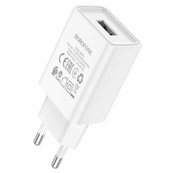 Сетевое зарядное устройство  1USB Borofone BA68A, Glacier, с кабелем микро USB, 5V/2.1A белое