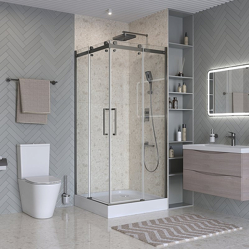 Душевой уголок BelBagno Marino 2-A-2 90x90 стекло прозрачное/профиль оружейная сталь