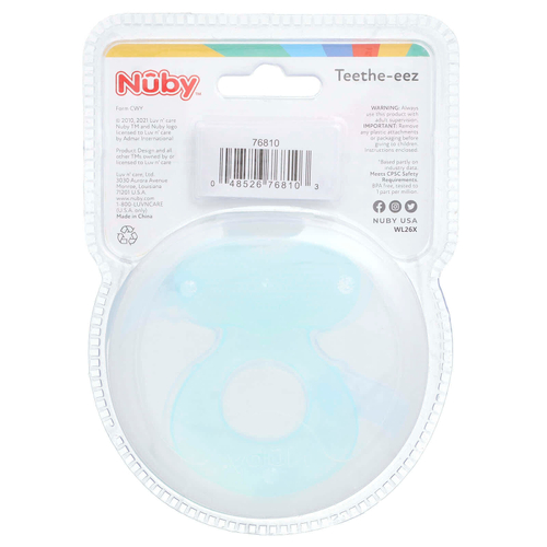 Nuby, Силиконовый прорезыватель для зубов, Teethe-eez, для детей от 3 месяцев, цвет морской волны, набор из 2 предметов