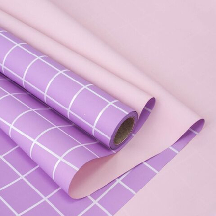 Пленка мат-я КЛЕТКА 58*10 СИРЕНЕВЫЙ/БЛЕДНО-РОЗОВЫЙ