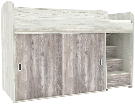 Кровать-чердак КарИВи Малыш Купе Винтерберг Бетон