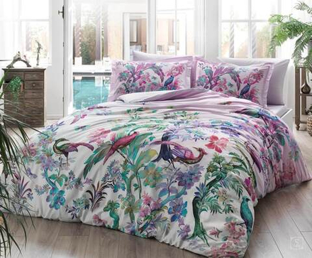 Комплект постельного белья ТАЧ Сатин Digital 1-спальный "GALENA" V01-Лиловый