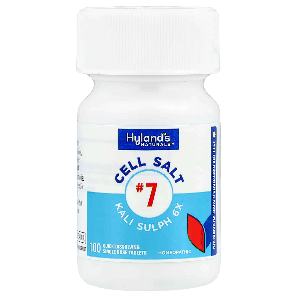 Hyland's Naturals, Cell Salt # 7, Kali Sulph 6X, быстрорастворимая одна таблетка