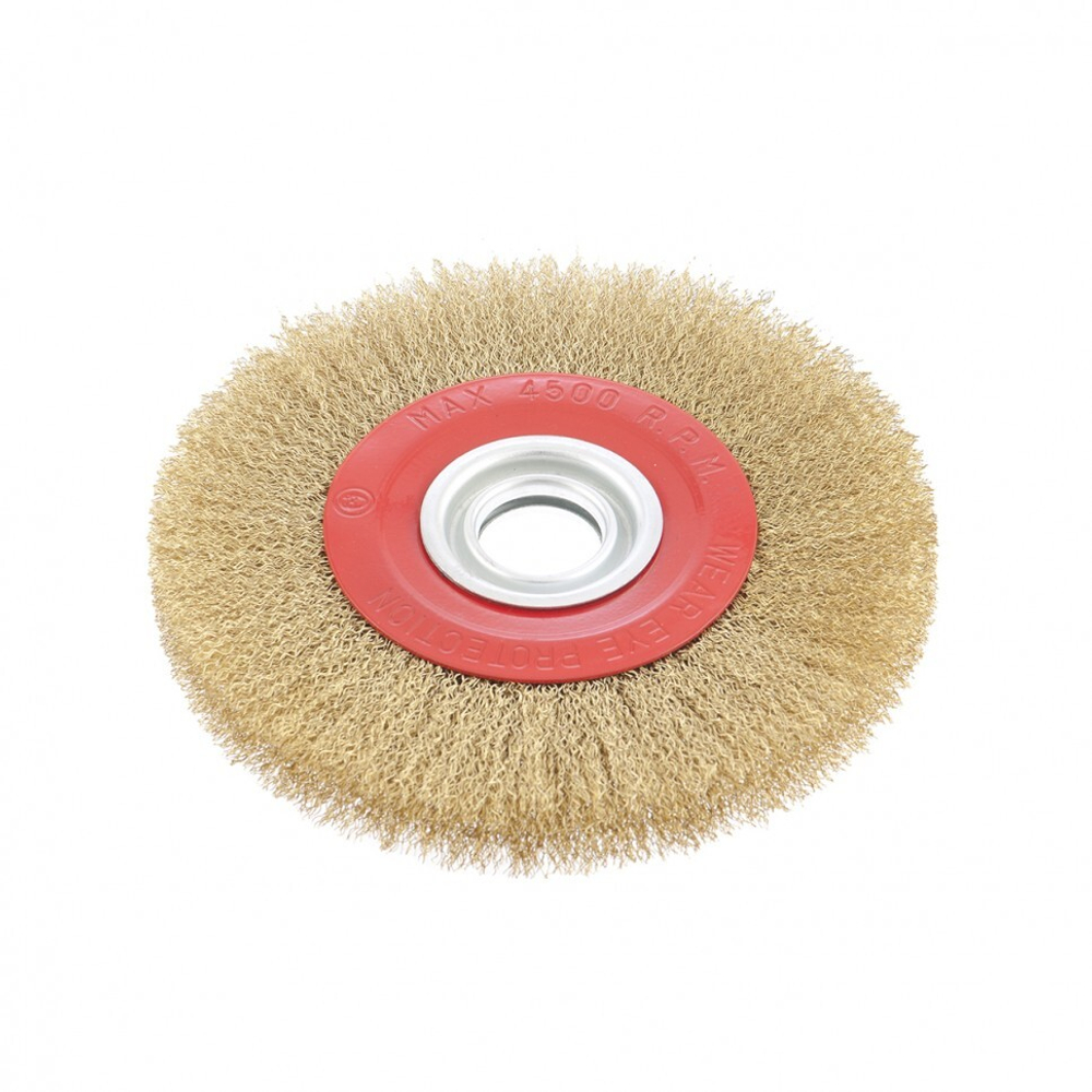 Щетка для точила, 200 мм, посадка 32 мм, плоская, латунированная витая проволока Matrix