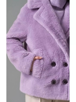 Шуба из шерсти чебурашка экошуба, лавандовая, SilverFox