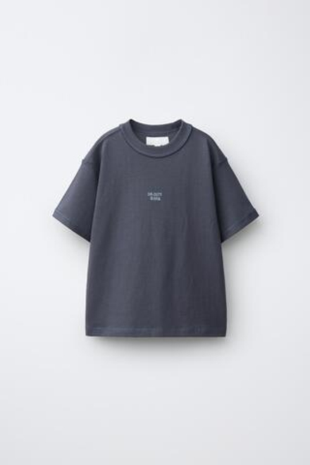ZARA ФУТБОЛКА HEAVY WEIGHT С ВЫШИВКОЙ, СЕРО-СИНИЙ