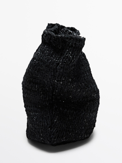 Massimo Dutti Кожаная сумка среднего размера, вязанная крючком - LIMITED, черный