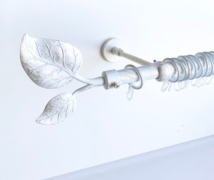 Карниз кованый витой для штор "Вяз" d20 мм однорядный, цвет белое золото