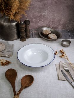 Тарелка для пасты 27 см, кант синий