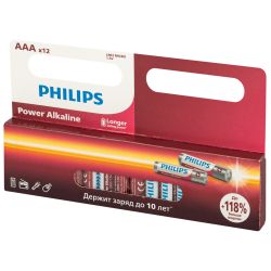 Батарейки Philips LR03P12W/51 ААА алкалиновые 1,5v 12 шт. LR03-12BL Power | Philips
