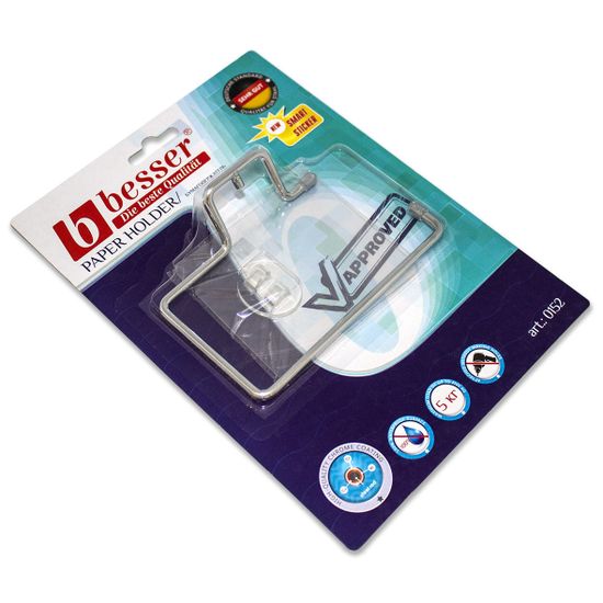 Бумагодержатель универсальный 13х7.5х3.5 см. из хромированной стали с креплением "SMART STICKER" Besser