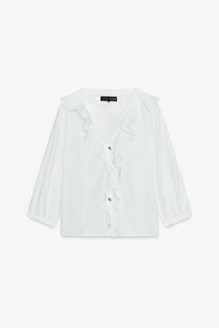 ZARA РУБАШКА ИЗ ПОПЛИНА, БЕЛЫЙ