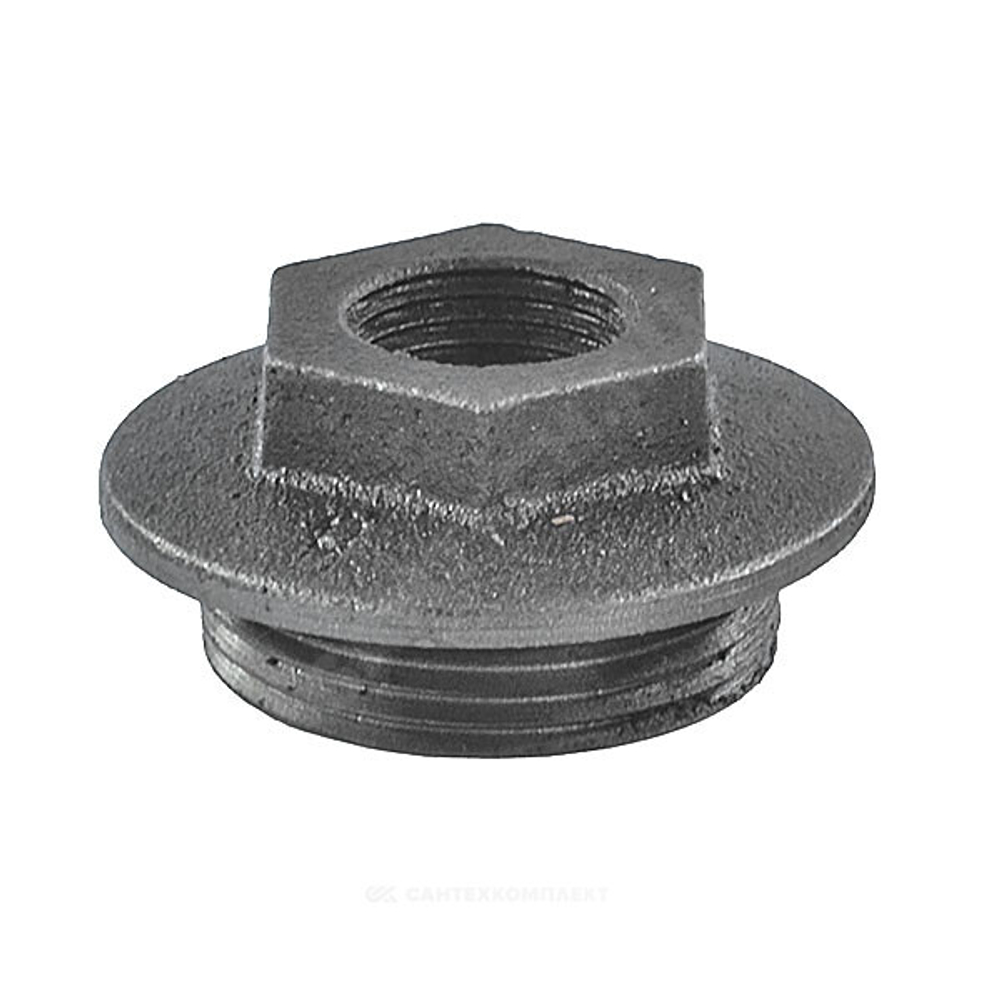 Заглушка (пробка) проходная 1 1/4"x1/2" правая резьба для чугунных радиаторов CRMTCLB