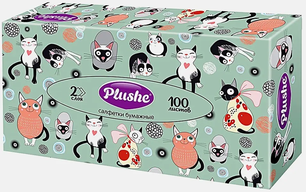 Бумажные салфетки для лица Plushe 2 слоя 21*12*6см 100 листов