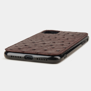 Чехол-накладка для iPhone 11 из натуральной кожи страуса, бордового цвета