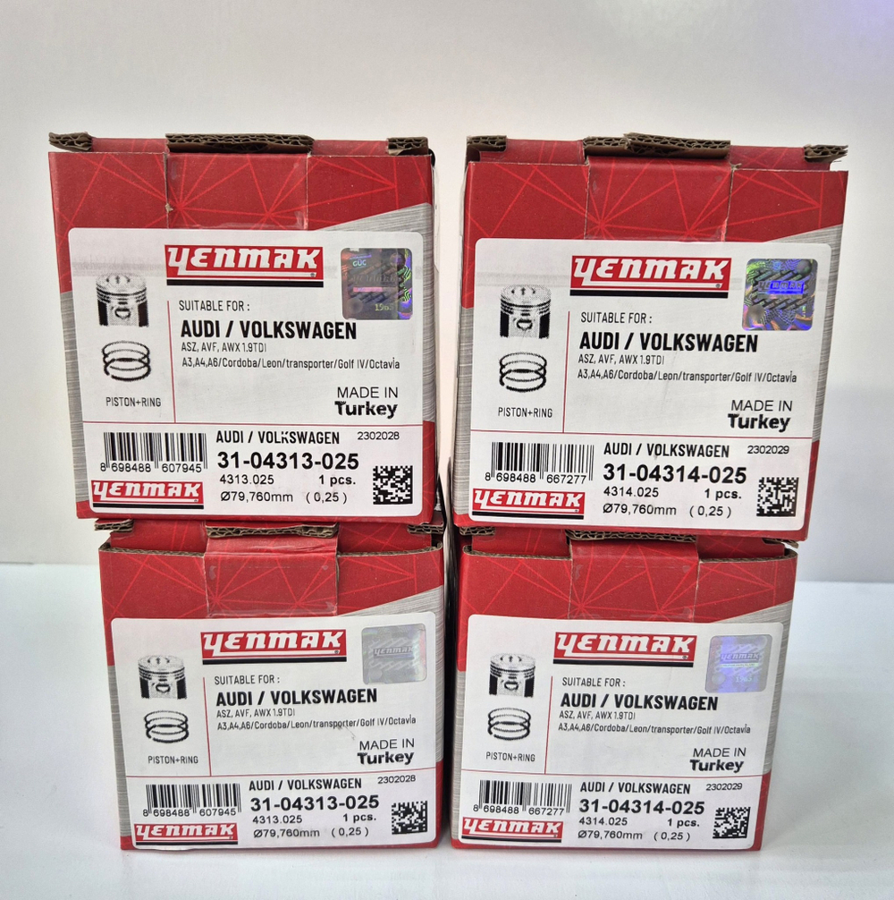 Поршни с кольцами +0.25 1.9 TDI AXC, AVF, AWX Yenmak