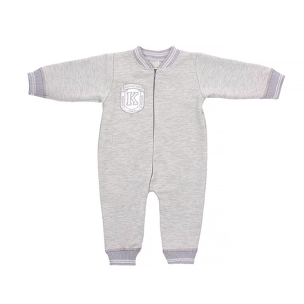 Комбинезон с начесом серый с нашивкой