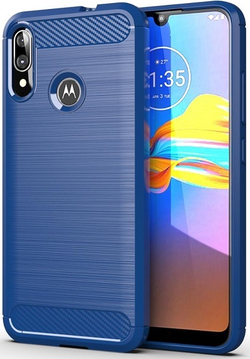Чехол для Motorola Moto E6S (E6 Plus) цвет Blue (синий), серия Carbon от Caseport