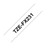 Brother TZE-FX231 кассета с лентой для печати наклеек (эластичная), чёрный шрифт на белой основе, 12мм*8м