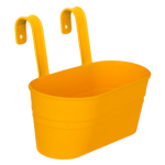 Кашпо "Ведро декоративное" большое овальное настенное с крючками для подвеса, цвет желтый