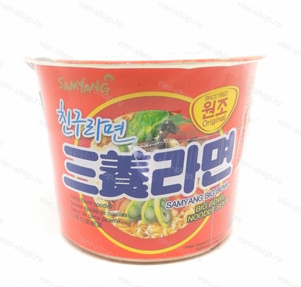 Корейская лапша с острым вкусом Spicy flavor в чашке, Samyang, 115 гр.