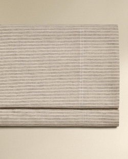 Zara Home - Простыня из окрашенной пряжи в полоску, бежево-серый, 290x280 см