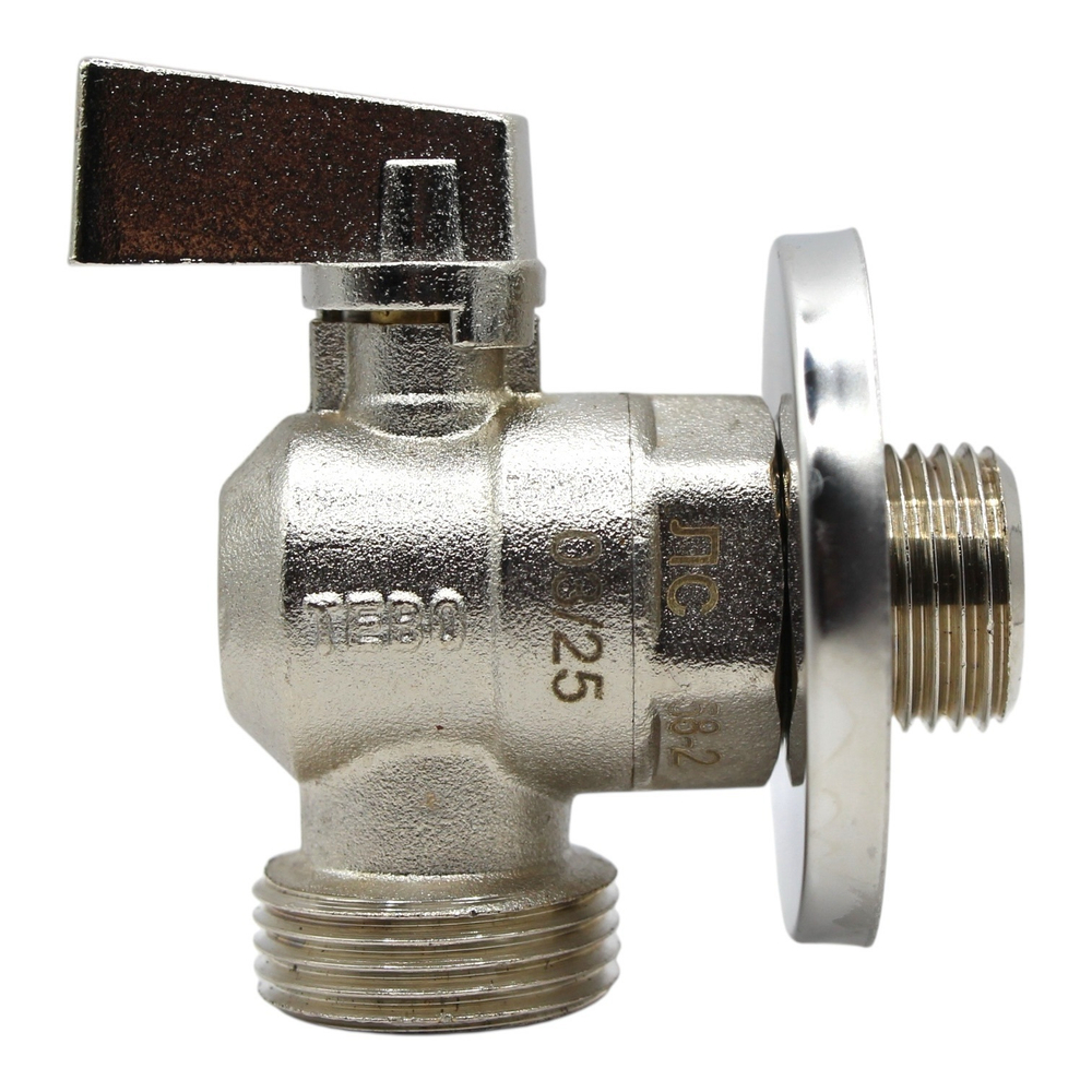 Кран шаровой TEBO для стиральной машины 1/2"x3/4" с отражателем