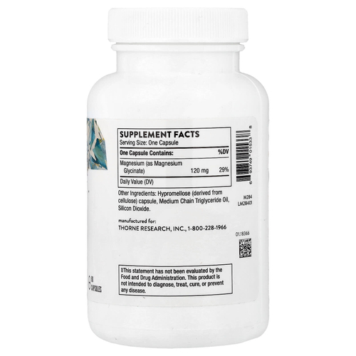 Thorne, глицинат магния, 90 капсул (120 мг в 1 капсуле)