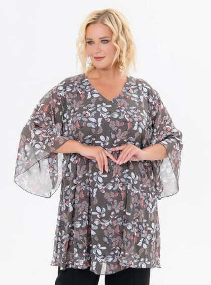 Туника свободная из шифона, фон ореховый