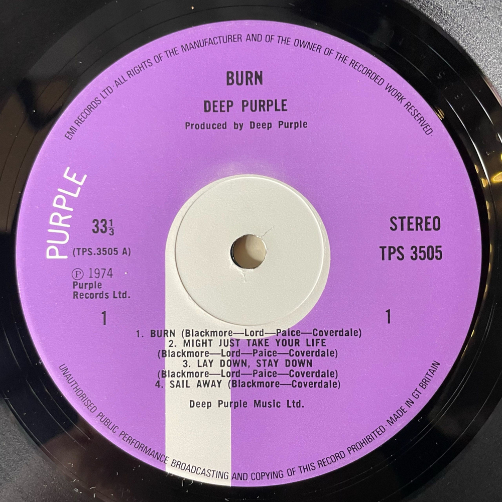 Винтажная виниловая пластинка LP Deep Purple Burn (Англия 1974)