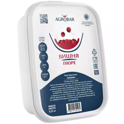 Фруктовое пюре Вишня, Agrobar, Россия, 250гр