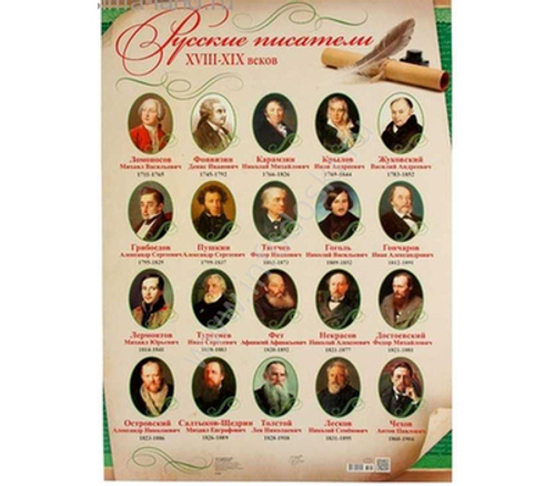 Плакат 33384рд Русские писатели XVIII XIX 490х690 46025