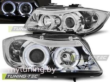 Передние фары Bmw 3 E90/E91 angel eyes chrome