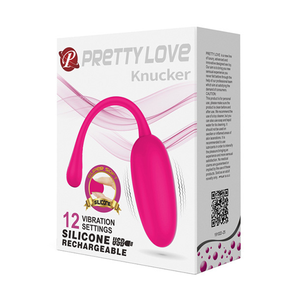 Розовое перезаряжаемое виброяйцо 18,6см Pretty Love Knucker BI-014786