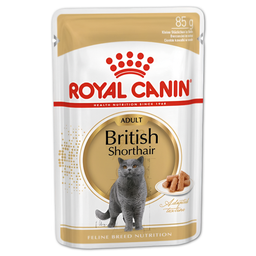 Royal Canin корм консервированный для взрослых кошек кусочки в соусе британские породы