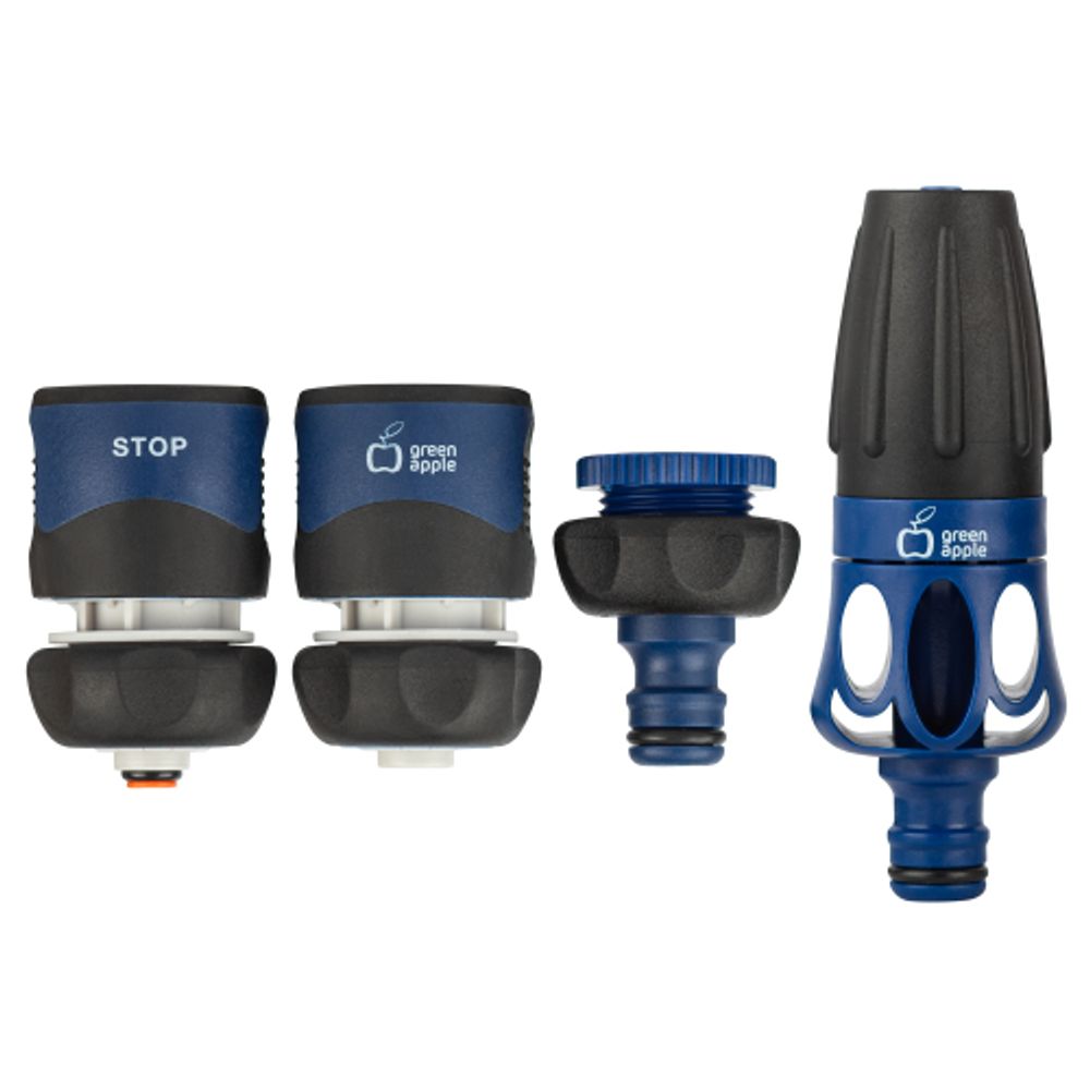GAKP12-091 GREEN APPLE комплект для полива (наконечник, штуцер, коннектор, коннектор с аквастопом) (