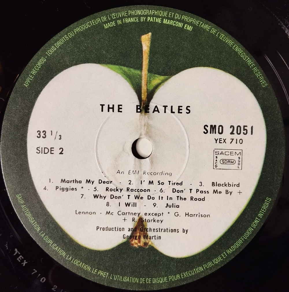 Винтажная виниловая пластинка LP The Beatles White Album (France 1978)